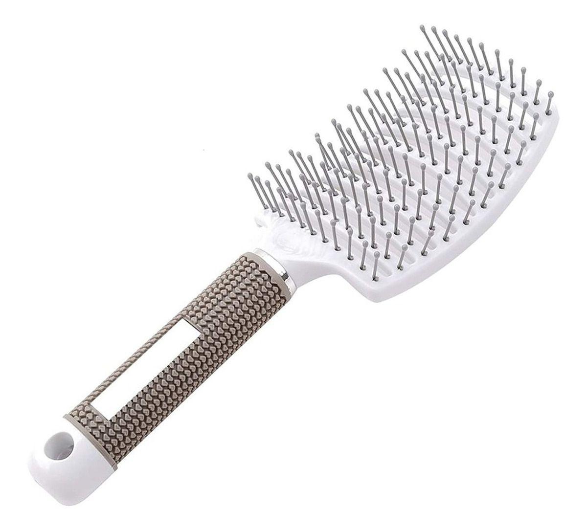 Cepillo De Cabello Curvo Desenredante Peluqueria Antiencres Blanco-0