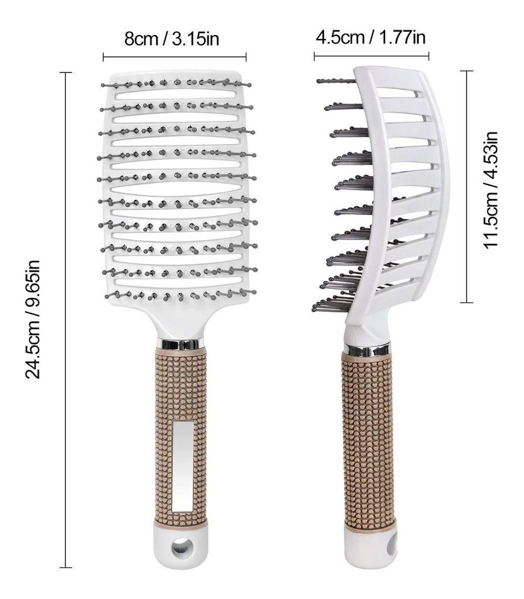 Cepillo De Cabello Curvo Desenredante Peluqueria Antiencres Blanco-1