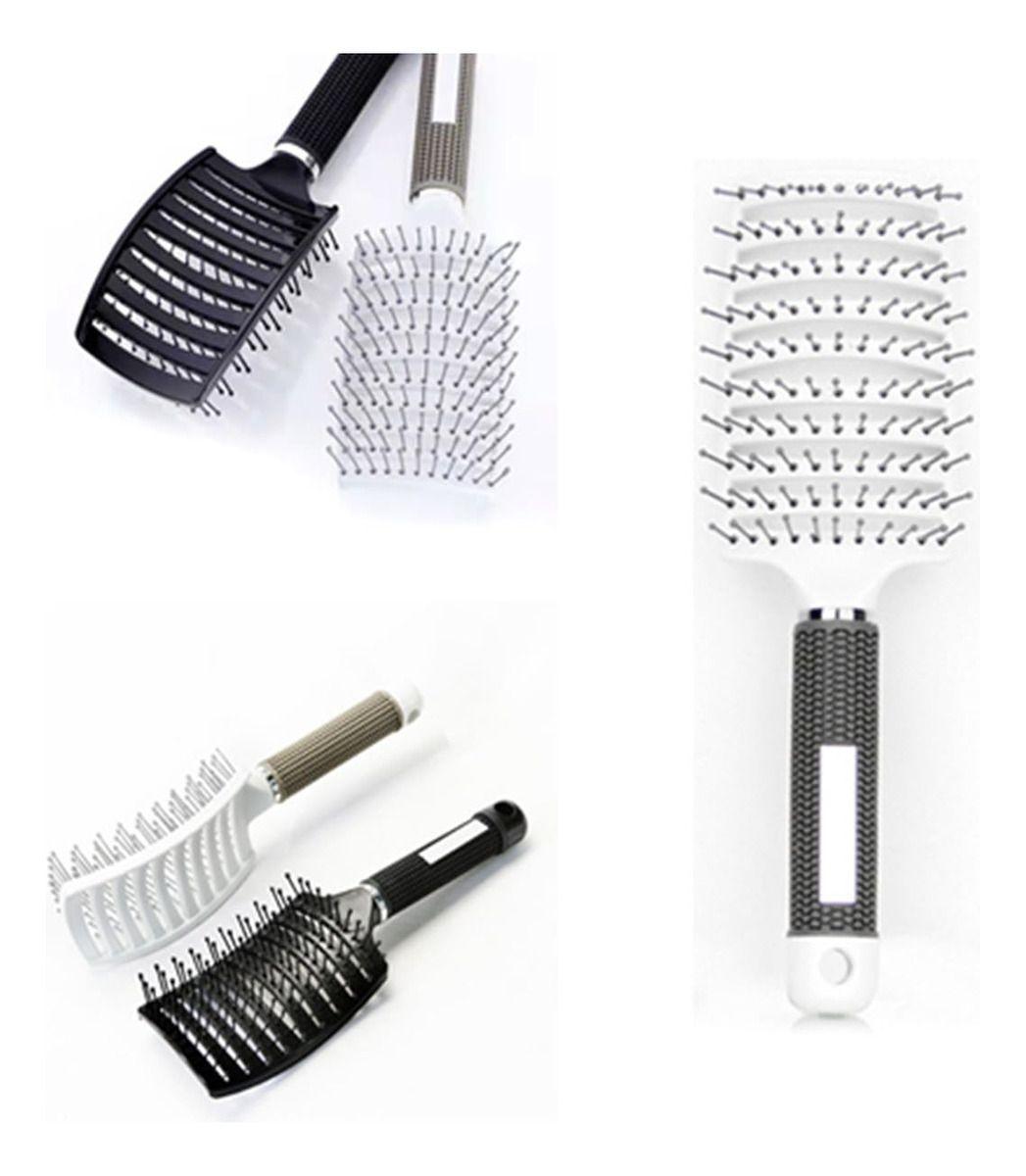 Cepillo De Cabello Curvo Desenredante Peluqueria Antiencres Blanco-2