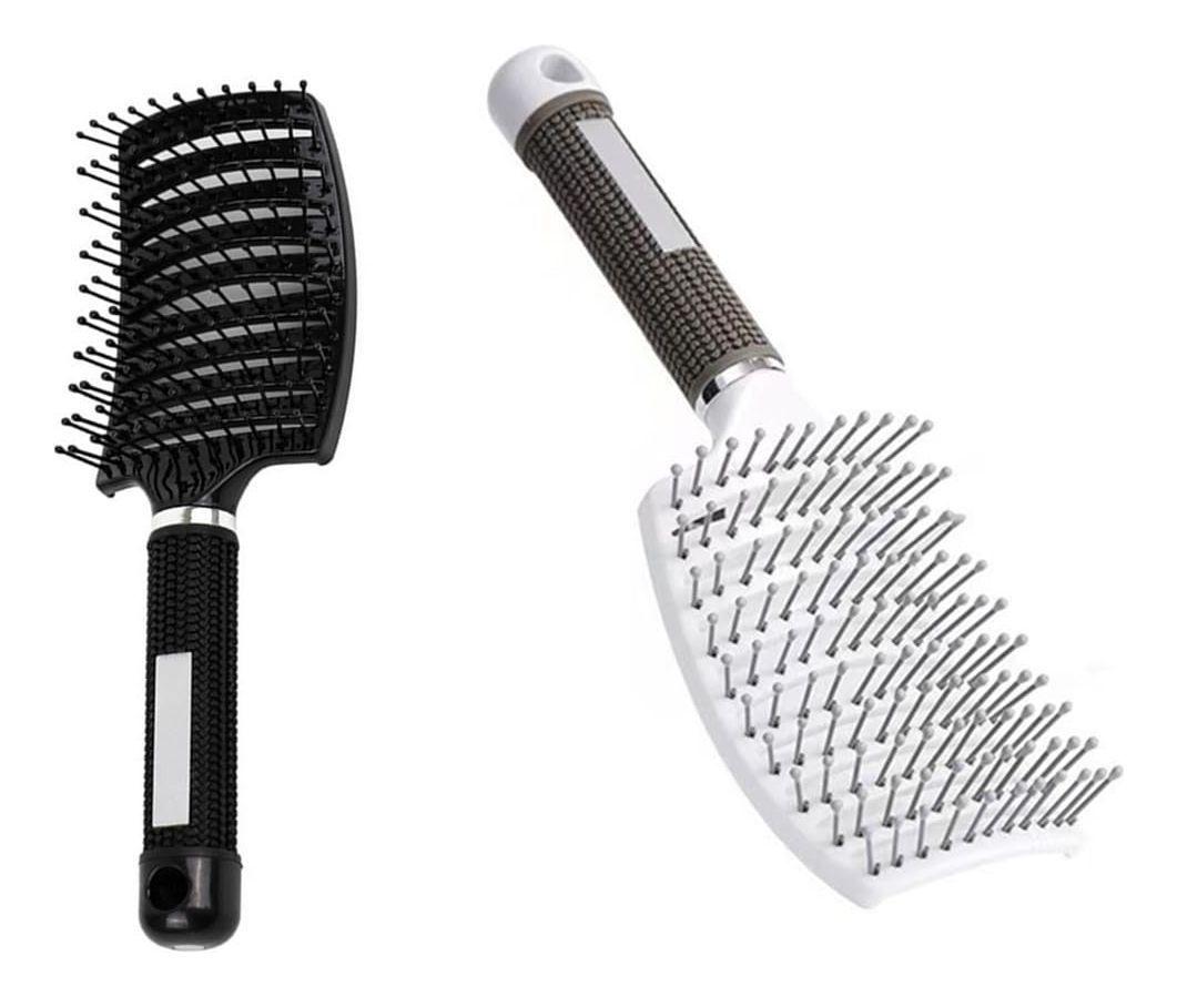 Cepillo De Cabello Curvo Desenredante Peluqueria Antiencres Blanco-4