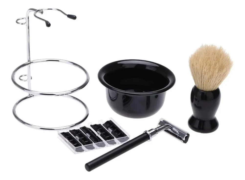 Set Barba Hisopo Navaja Navajin Para Barbería Afeitar-2