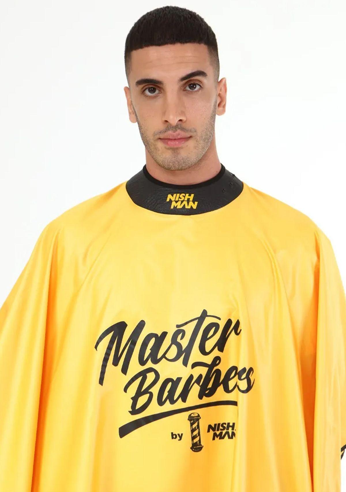 Nishman Capa De Corte Premium Amarillo Y Negro Master Barber-3