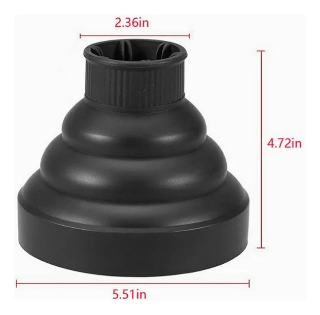 Difusor Negro Para Secador De Pelo Universal Negro Plegable-2