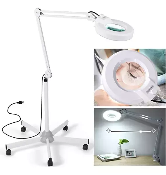 Lampara Estetica Con Lupa Y Luz Led De Pedestal Con Ruedas-2