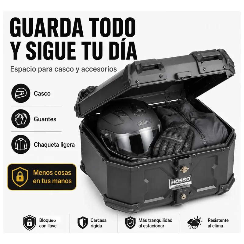 Maleta De Moto 58l Top Case Abs Bloqueo Seguridad-4