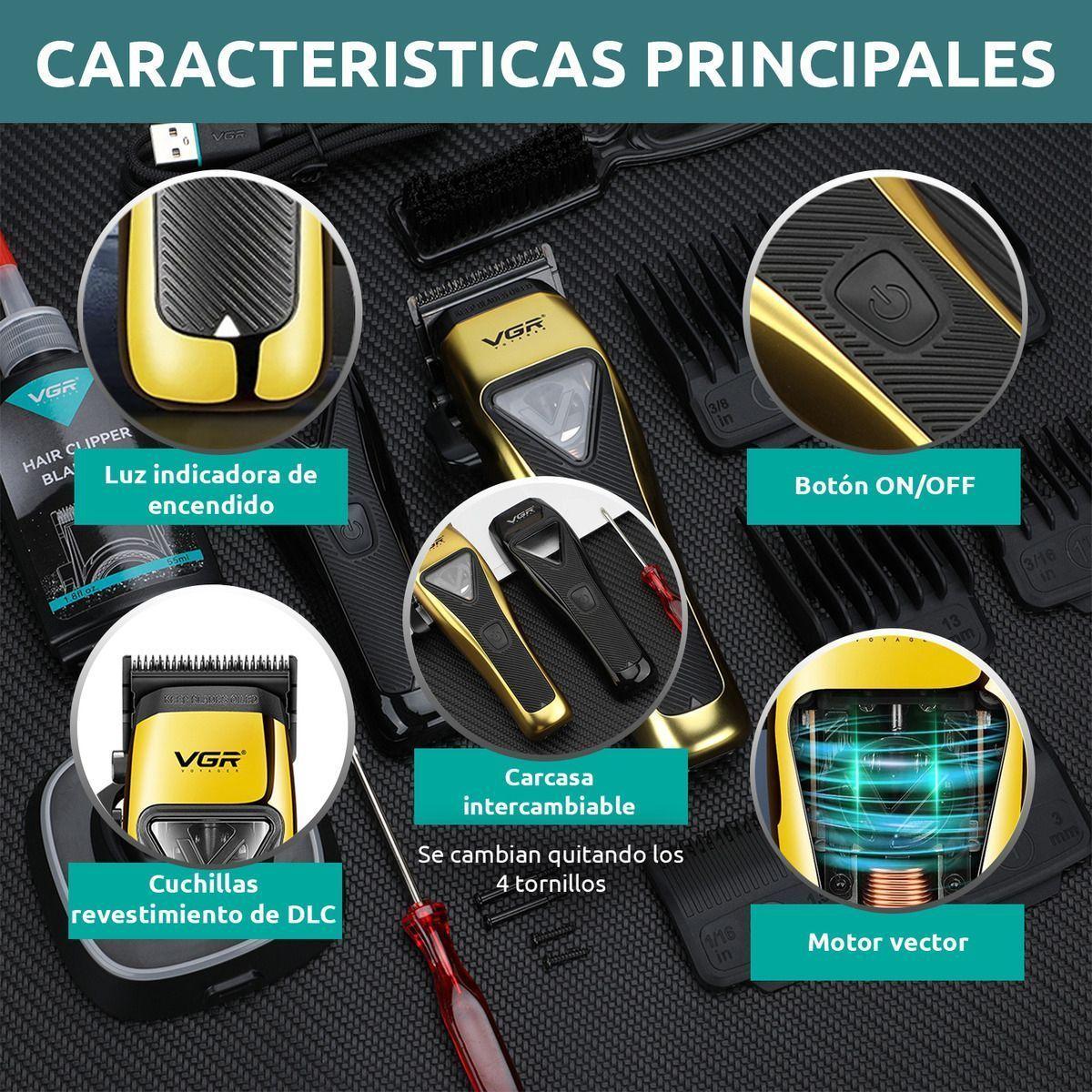 Maquina Corta Pelo Profesional Vgr 015 Motor Vector 9000 Rpm Dorado-4