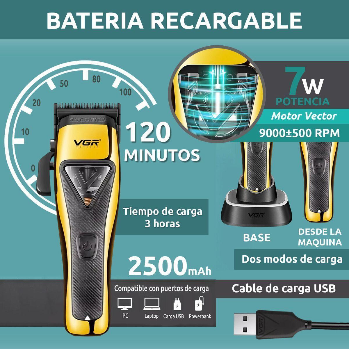 Maquina Corta Pelo Profesional Vgr 015 Motor Vector 9000 Rpm Dorado-5