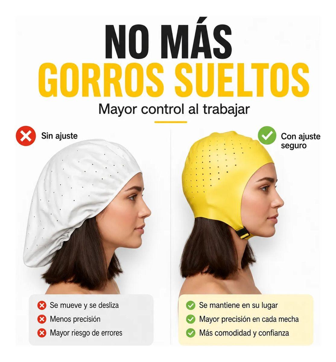 Gorro Mechas Profesional Silicona Flexible Ajustable-5