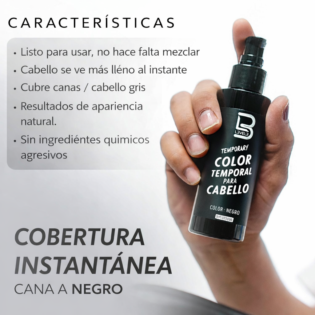 Tinte Temporal Barba Bigote Level 3 Tono 1 Negro-5