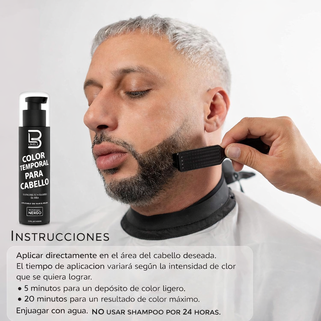 Tinte Temporal Barba Bigote Level 3 Tono 1 Negro-7