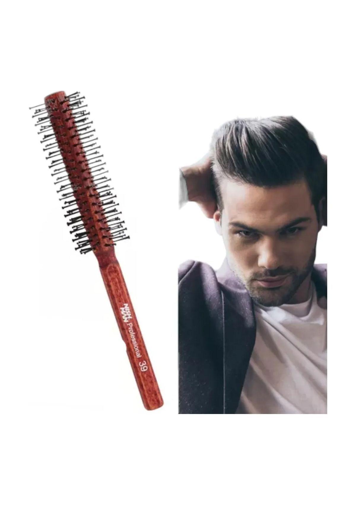 Cepillo Redondo Para Pelo Nishman Madera Hairbrush 39 Babero-2