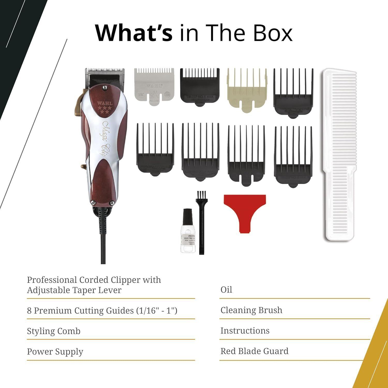 WAHL MAQUINA CORTE PELO MAGIC CLIP PROFESIONAL BARBERIA ORIG  PLATA/ROJO-3