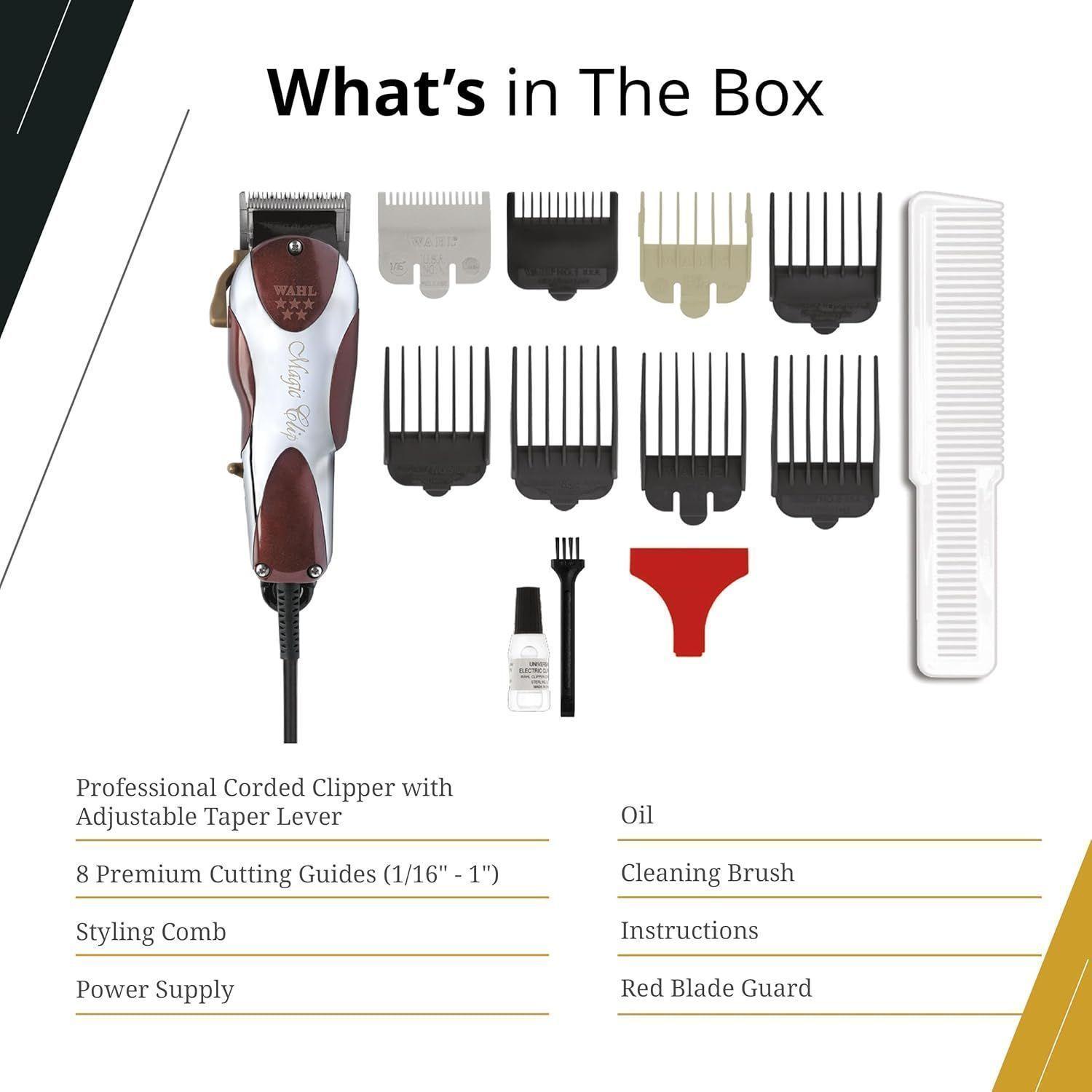 WAHL MAQUINA CORTE PELO MAGIC CLIP PROFESIONAL BARBERIA ORIG  PLATA/ROJO-3