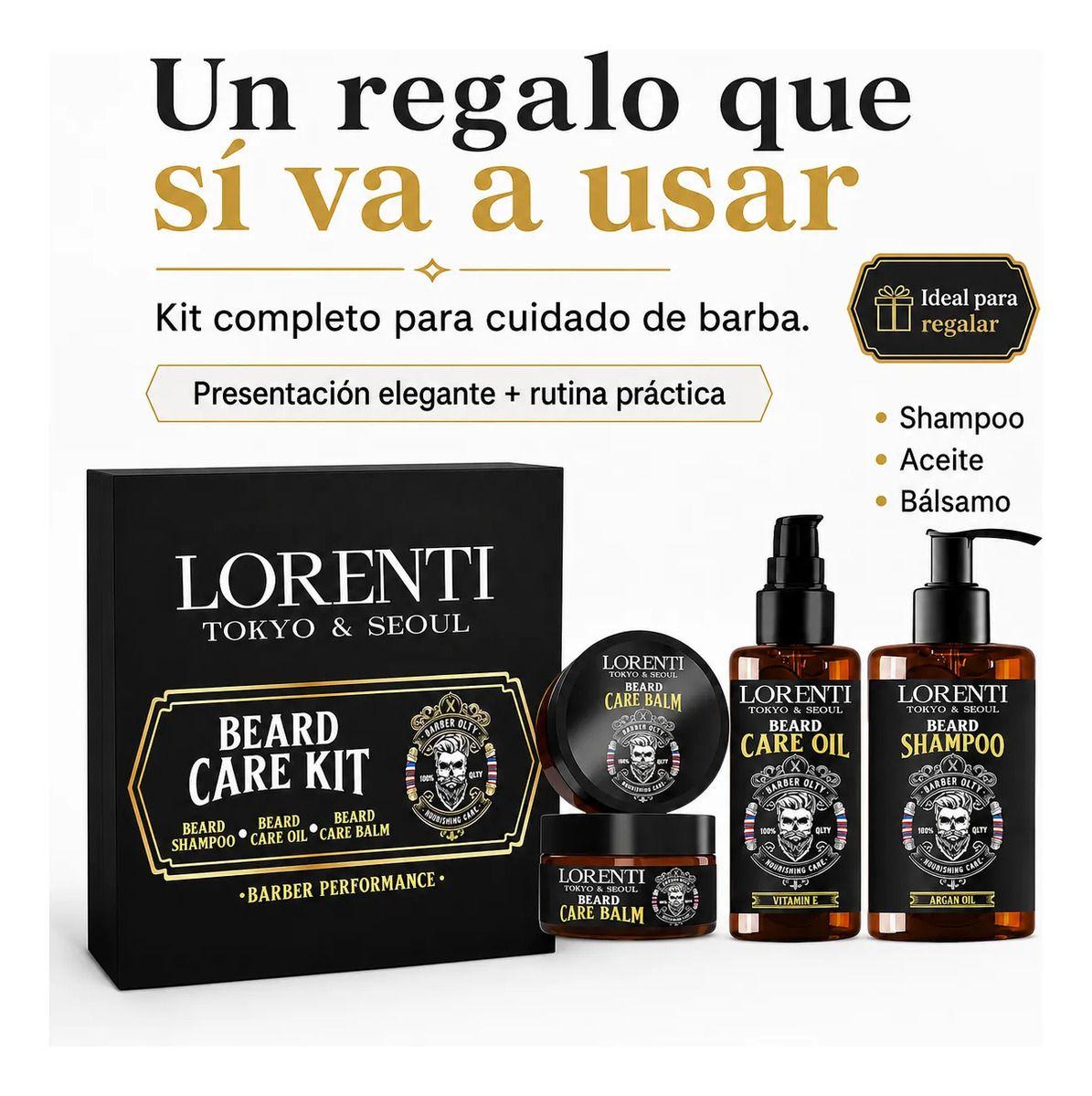 Kit Cuidado De Barba Hombre Shampoo Aceite Bálsamo Lorenti-2