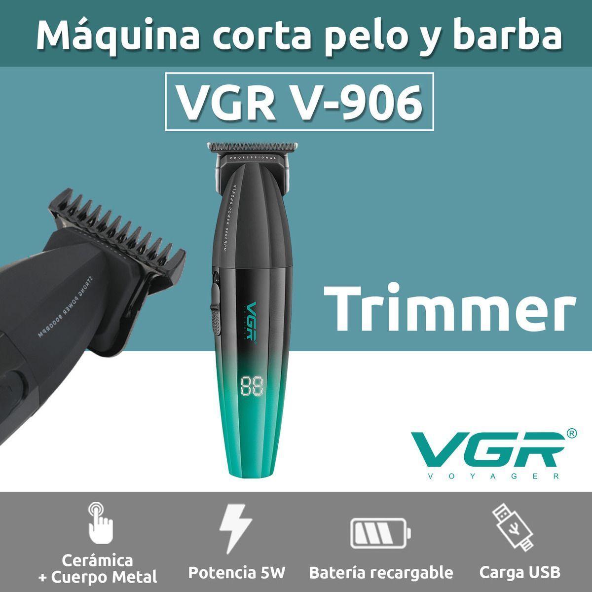Recortadora Trimmer Turbo 9000 Rpm Vgr 906 Inalambrica Negro Y Verde-1