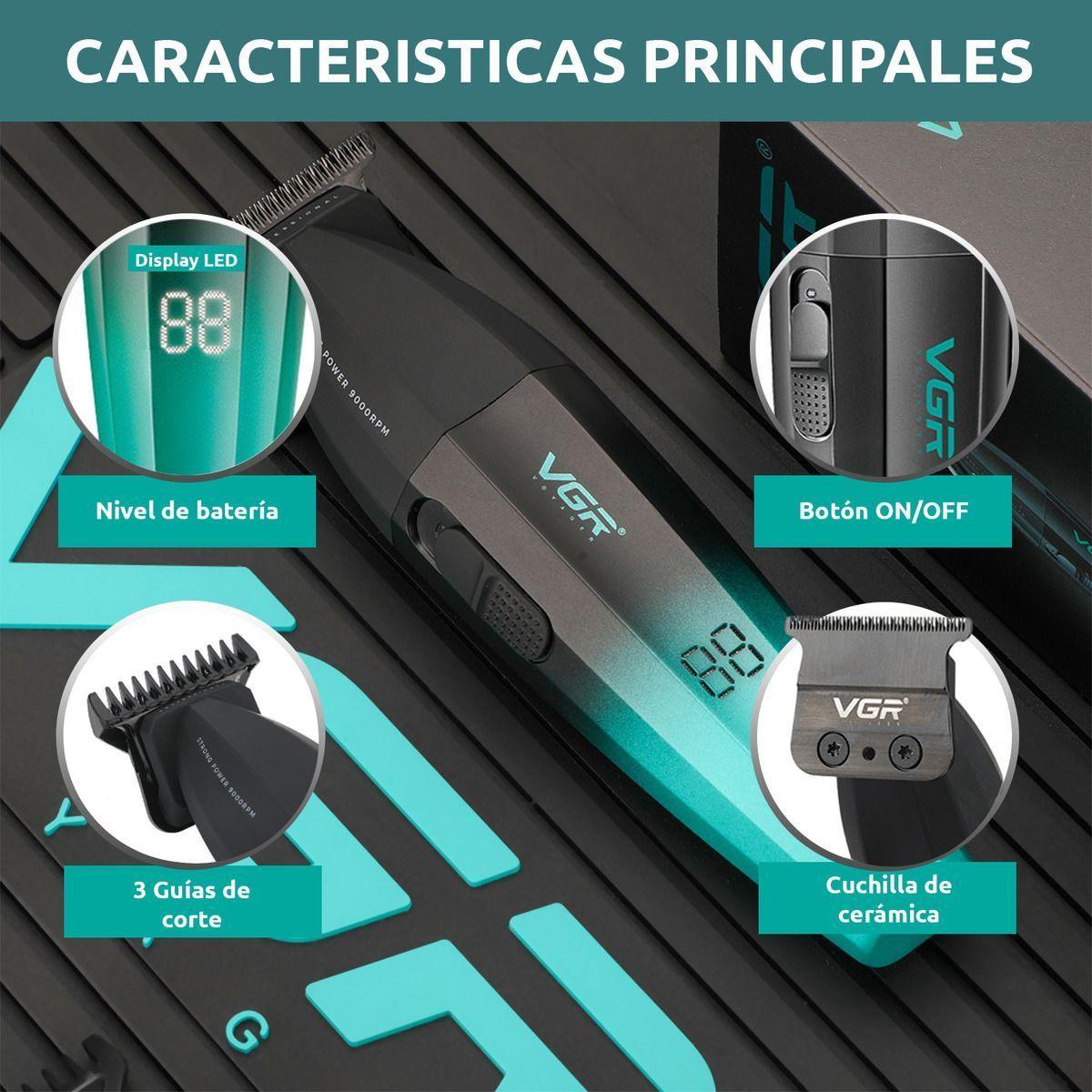Recortadora Trimmer Turbo 9000 Rpm Vgr 906 Inalambrica Negro Y Verde-3