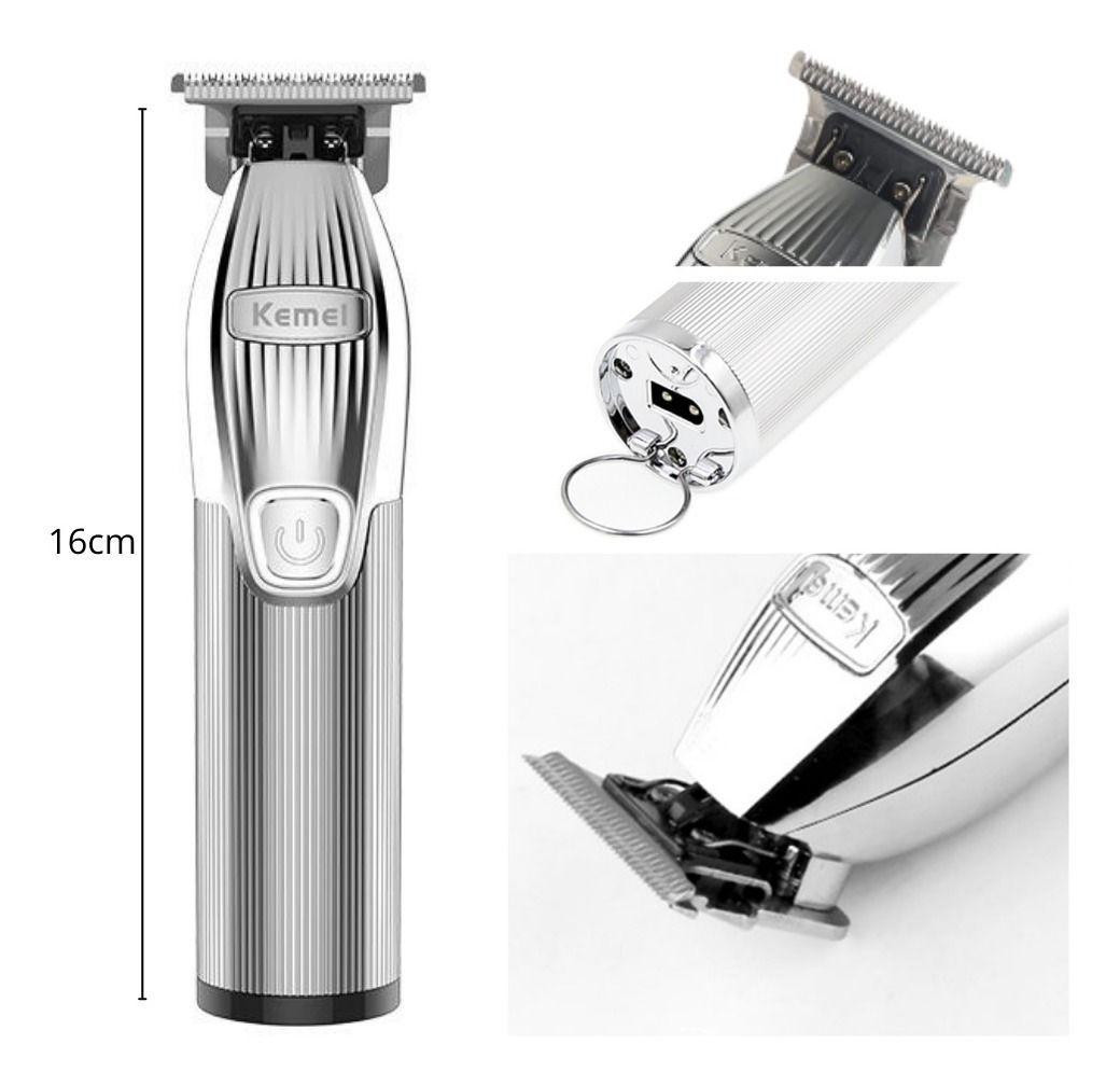 Maquina Afeitadora Trimmer Patillera Perfiladora Kemei I32 Silver-5