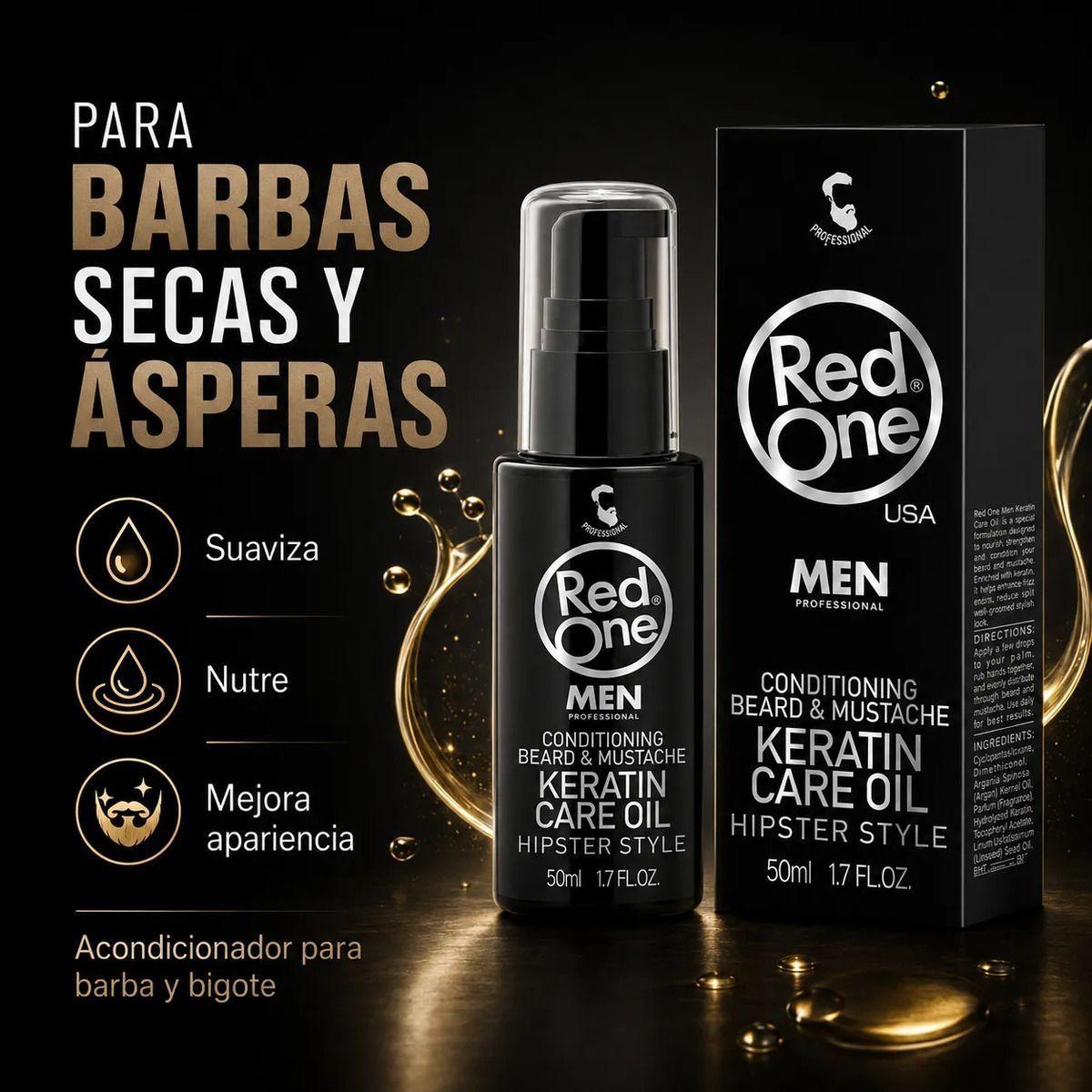 Aceite Para Barba Y Bigote Hidrata Barba Seca Red One 50ml-3