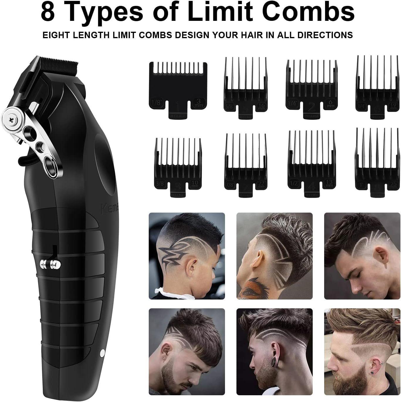 Maquina Corta Pelos Afeitadoras Inalambrica Negro Kemei 2296 Con Base De Carga-3