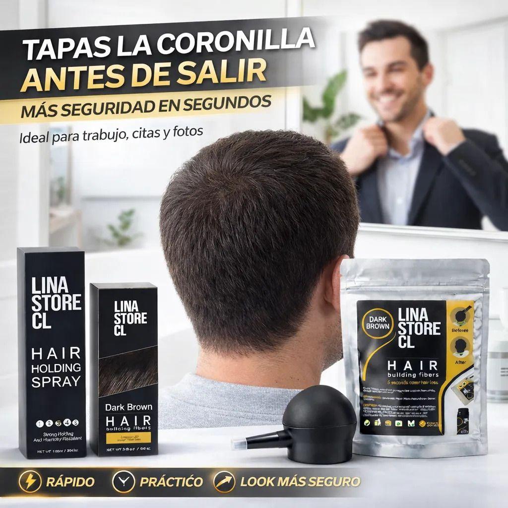 Kit Polvo Castaño Fibra Capilar + Bomba+fijador+ Sobre Carga-3