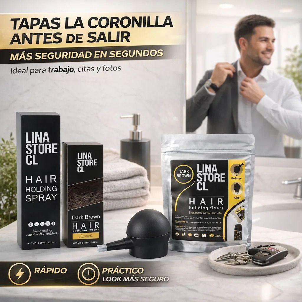 Kit Polvo Castaño Fibra Capilar + Bomba+fijador+ Sobre Carga-4