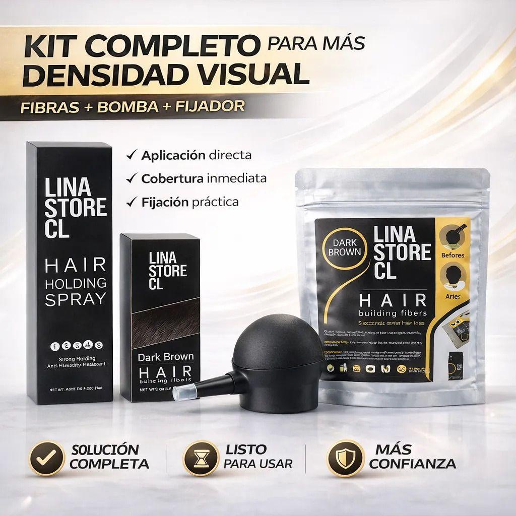 Kit Polvo Castaño Fibra Capilar + Bomba+fijador+ Sobre Carga-5