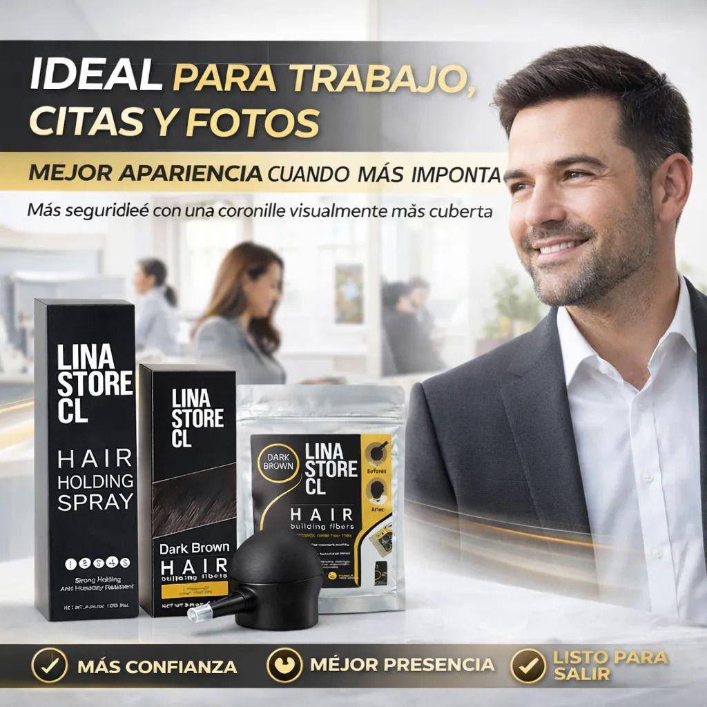 Kit Polvo Castaño Fibra Capilar + Bomba+fijador+ Sobre Carga-9