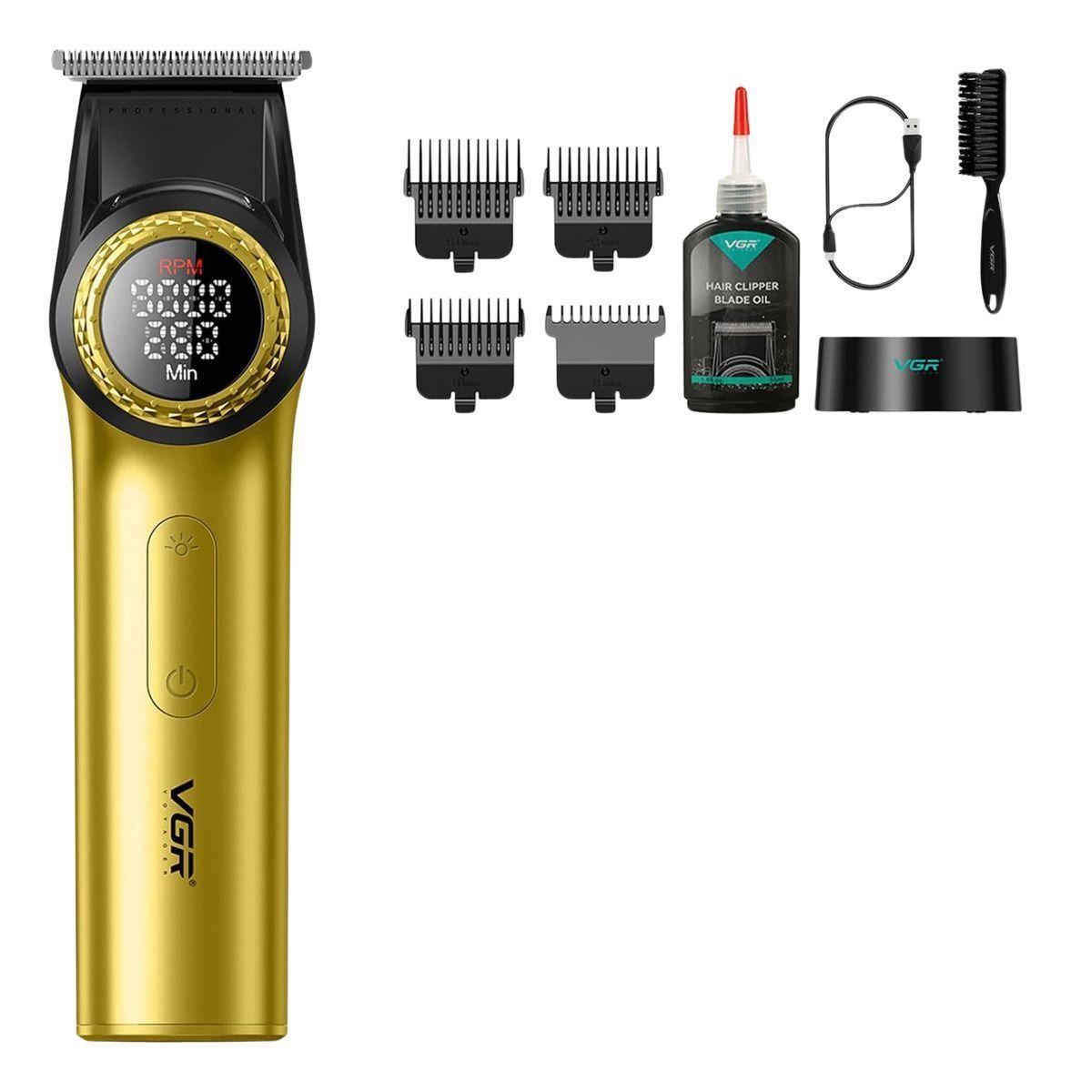 Set 2 Maquina Afeitadora Electrica Trimmer V977 + Shaver 377 Dorado-3