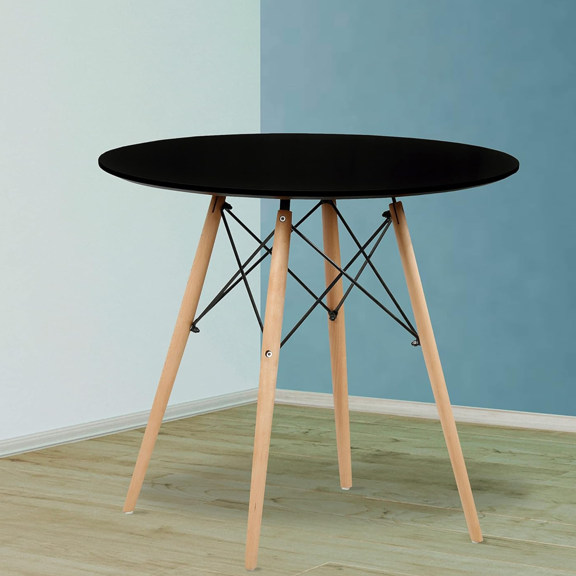 MESA COMEDOR REDONDA MELAMINA EAMES 80 DIAMETRO NEGRA-2