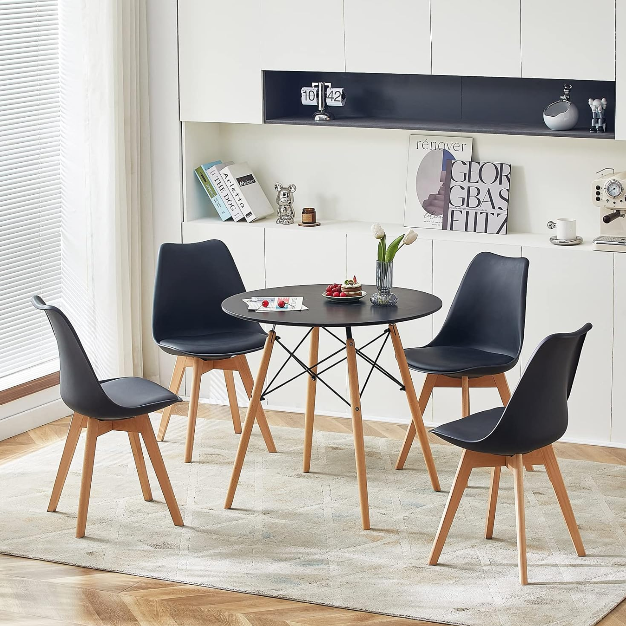 MESA COMEDOR REDONDA MELAMINA EAMES 80 DIAMETRO NEGRA-4