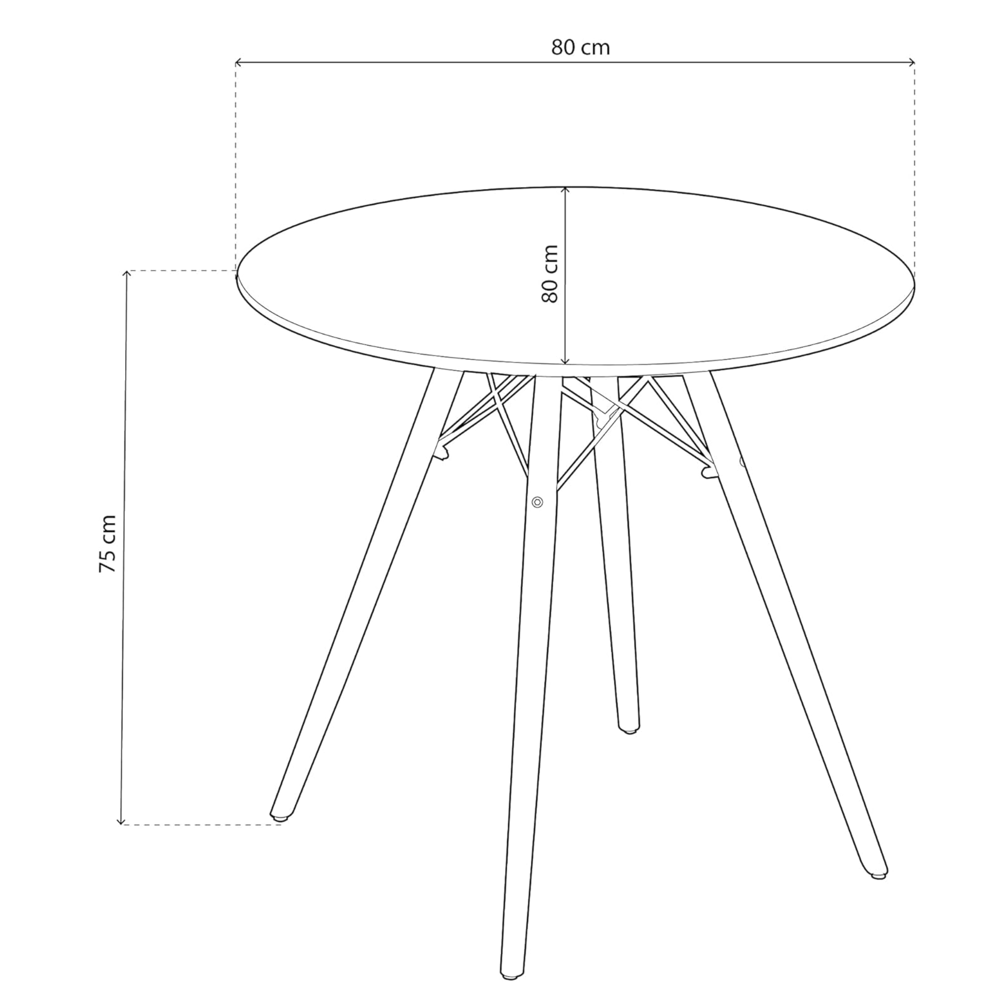 MESA COMEDOR REDONDA MELAMINA EAMES 80 DIAMETRO NEGRA-5