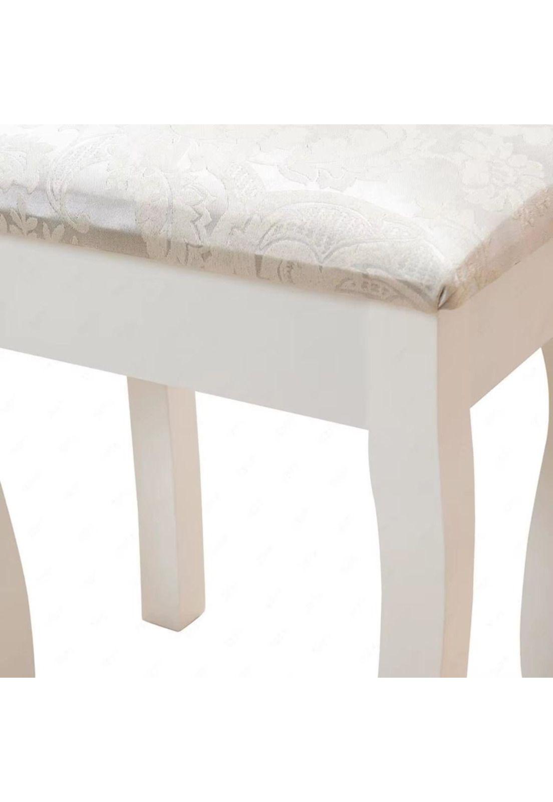 TOCADOR MAQUILLAJE MADERA BANCA + ESPEJO LUZ LED CATERINA-7