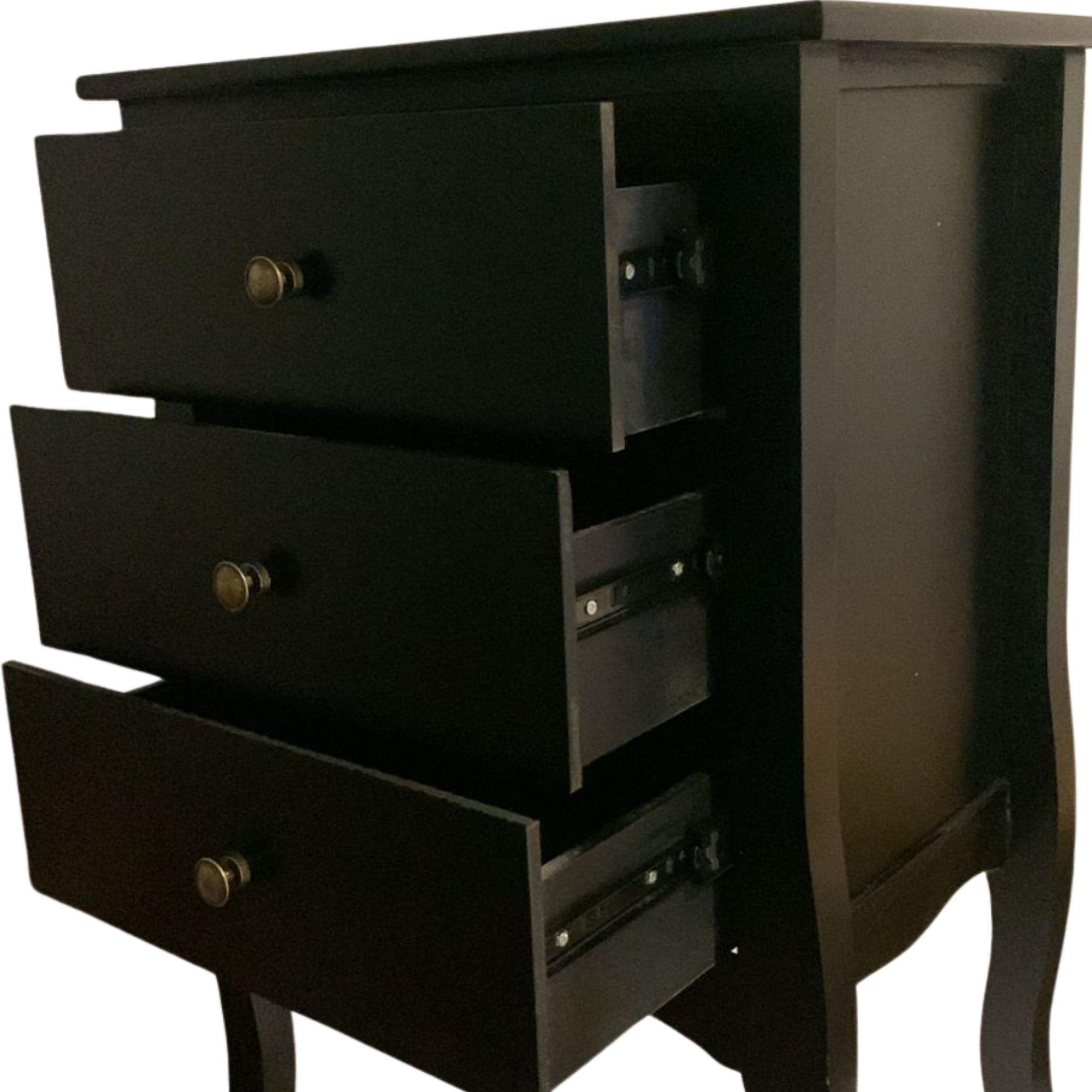 VELADOR DORMITORIO IMPERIA 3 CAJONES NEGRO-2