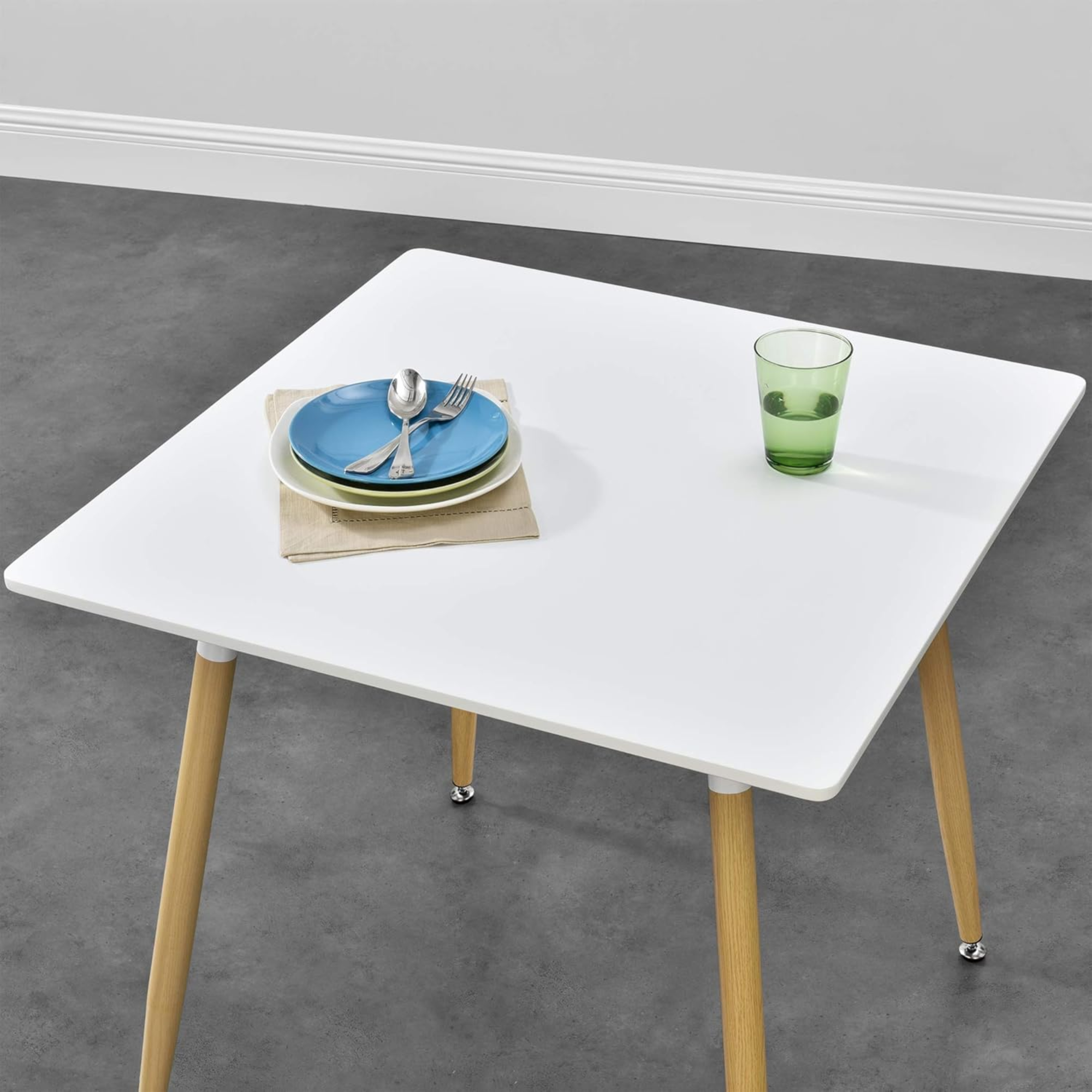 MESA COMEDOR CUADRADA MELAMINA EAMES 80x80 CM BLANCA-5