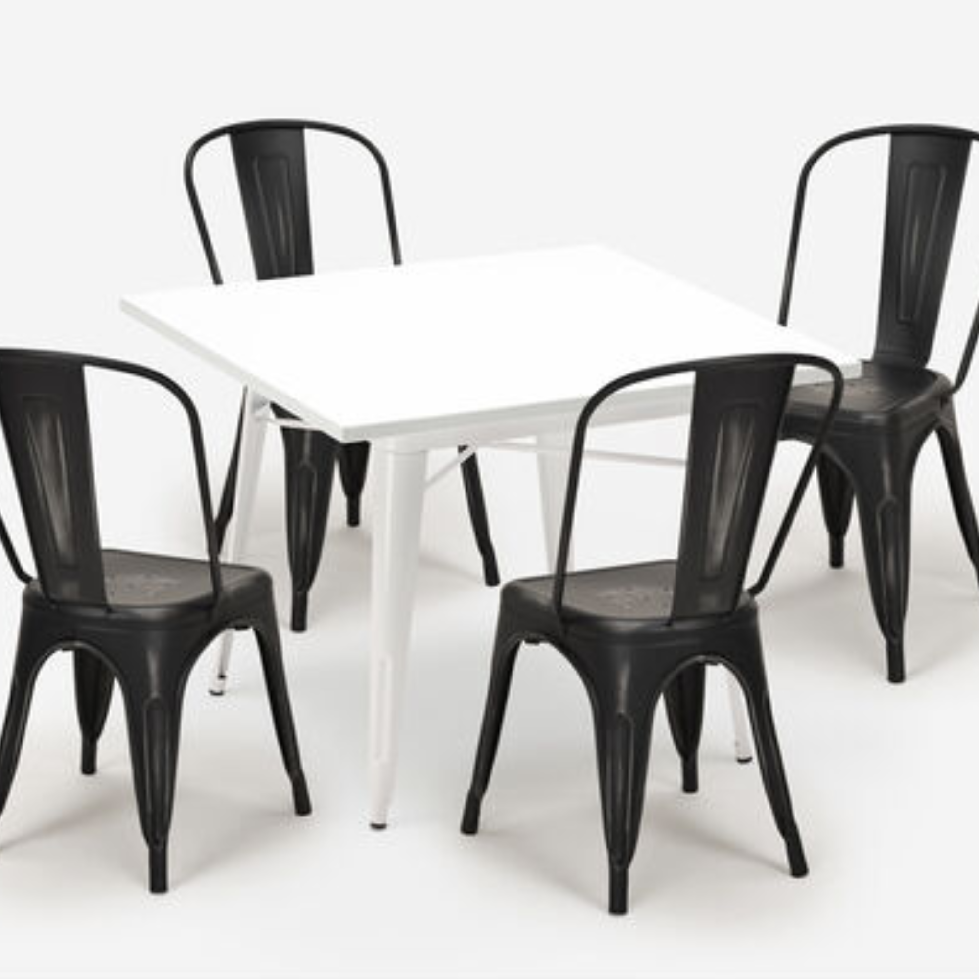MESA COMEDOR CUADRADA METAL TOLIX 80x80 CM BLANCA-2