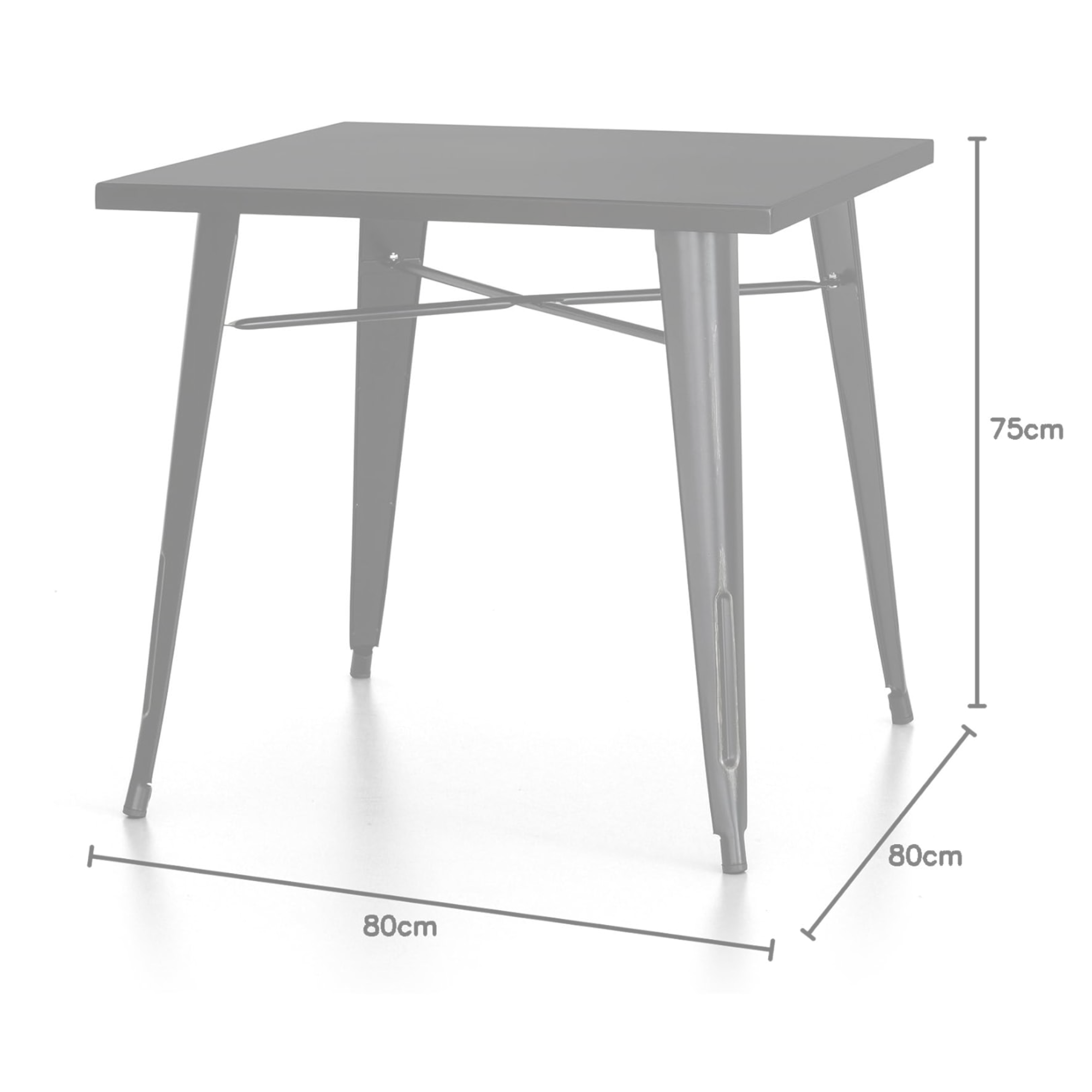 MESA COMEDOR CUADRADA METAL TOLIX 80x80 CM BLANCA-5