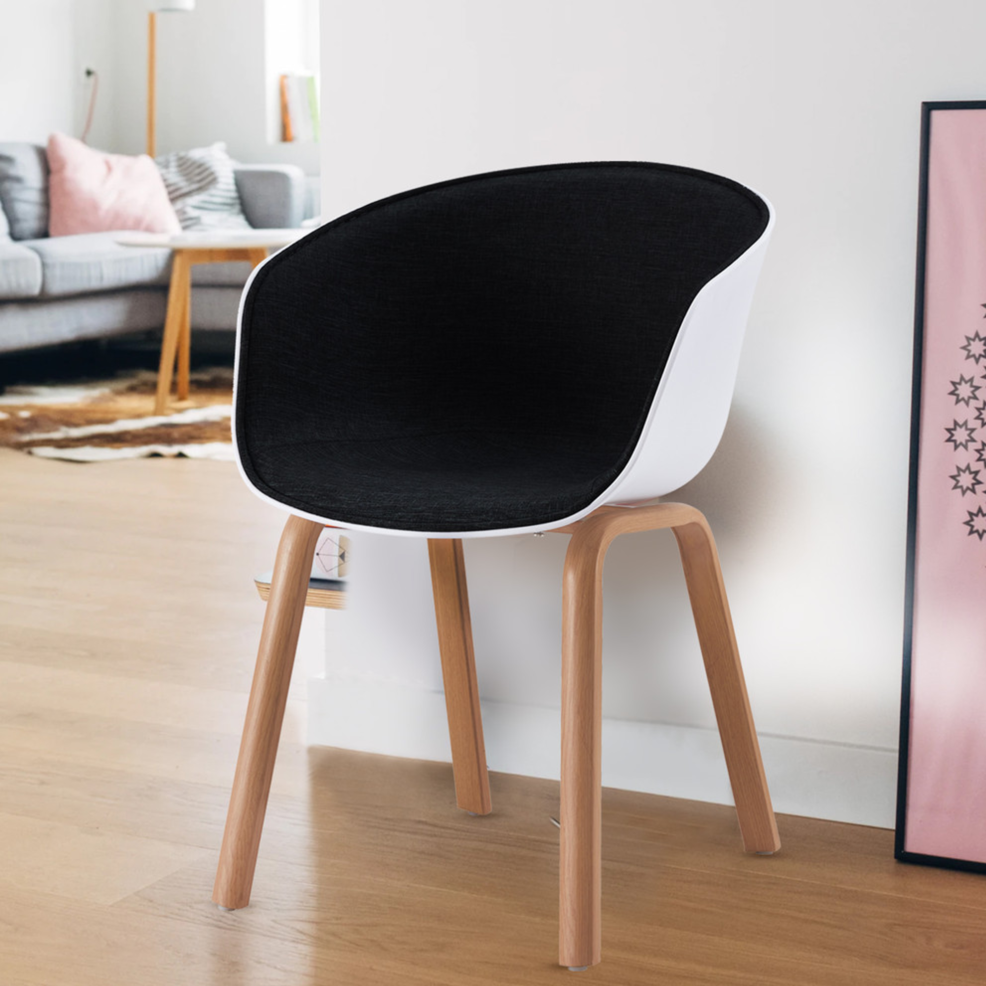 SET DE 2 SILLAS DE COMEDOR NAPOLES  NEGRO BLANCO-5