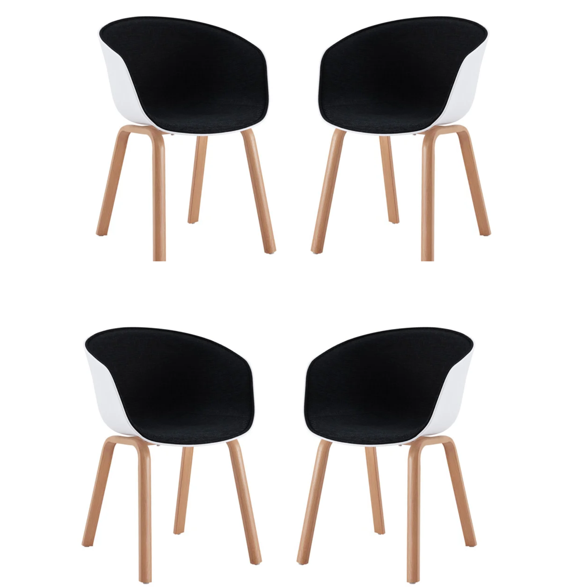 SET DE 2 SILLAS DE COMEDOR NAPOLES  NEGRO BLANCO-7