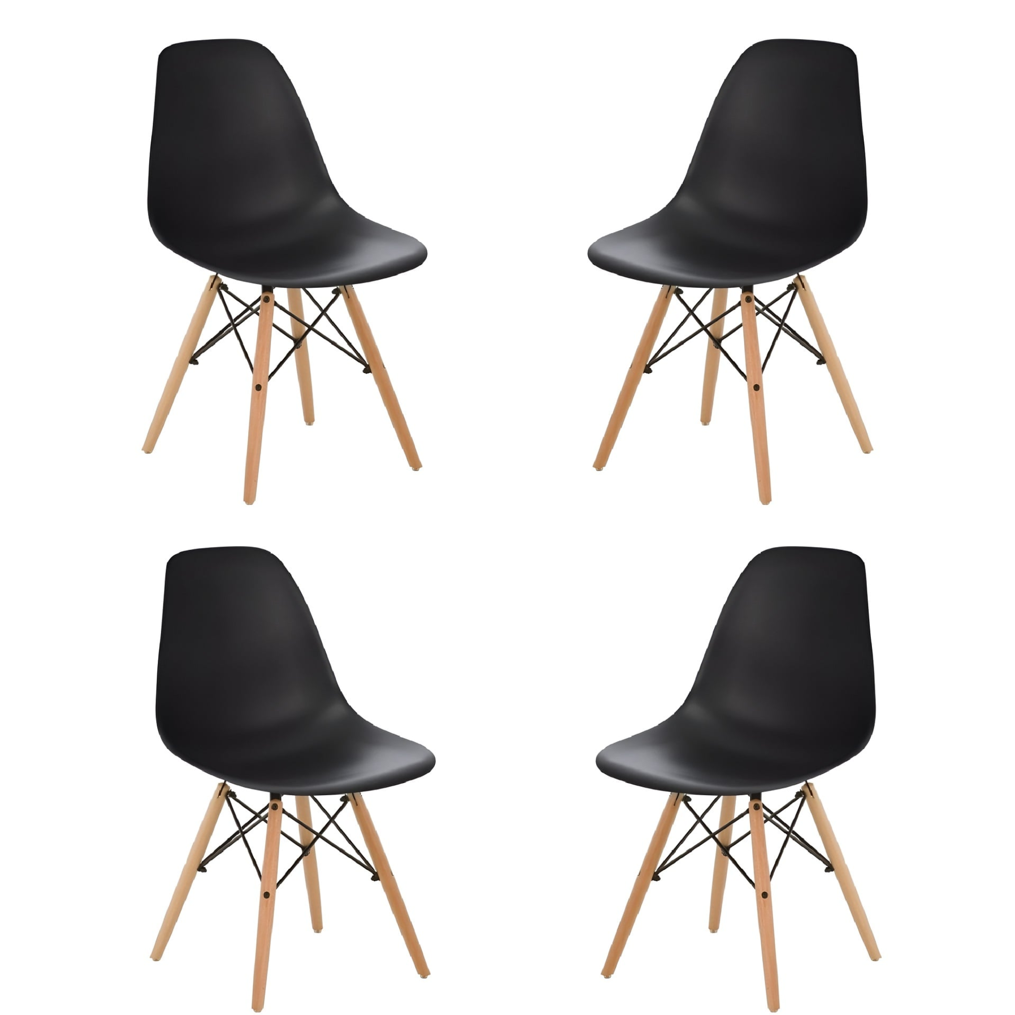 SET DE 4 SILLAS DE COMEDOR EAMES NEGRO-0
