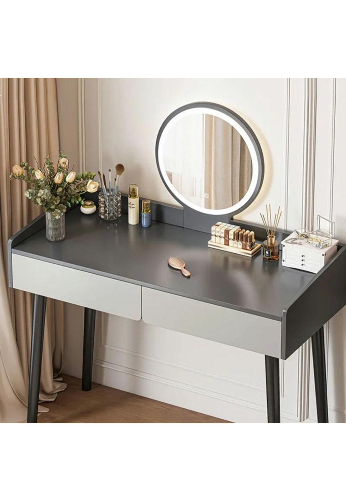 TOCADOR MAQUILLAJE MADERA + ESPEJO LUZ LED ELOISA-2