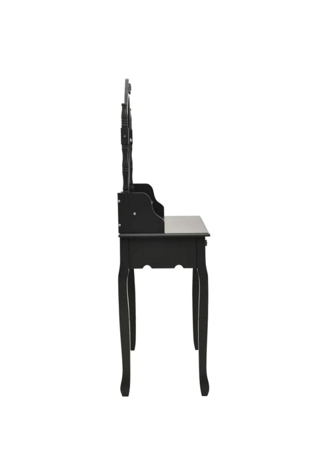 TOCADOR MAQUILLAJE MADERA NEGRO BANCA + ESPEJO VANESA-3