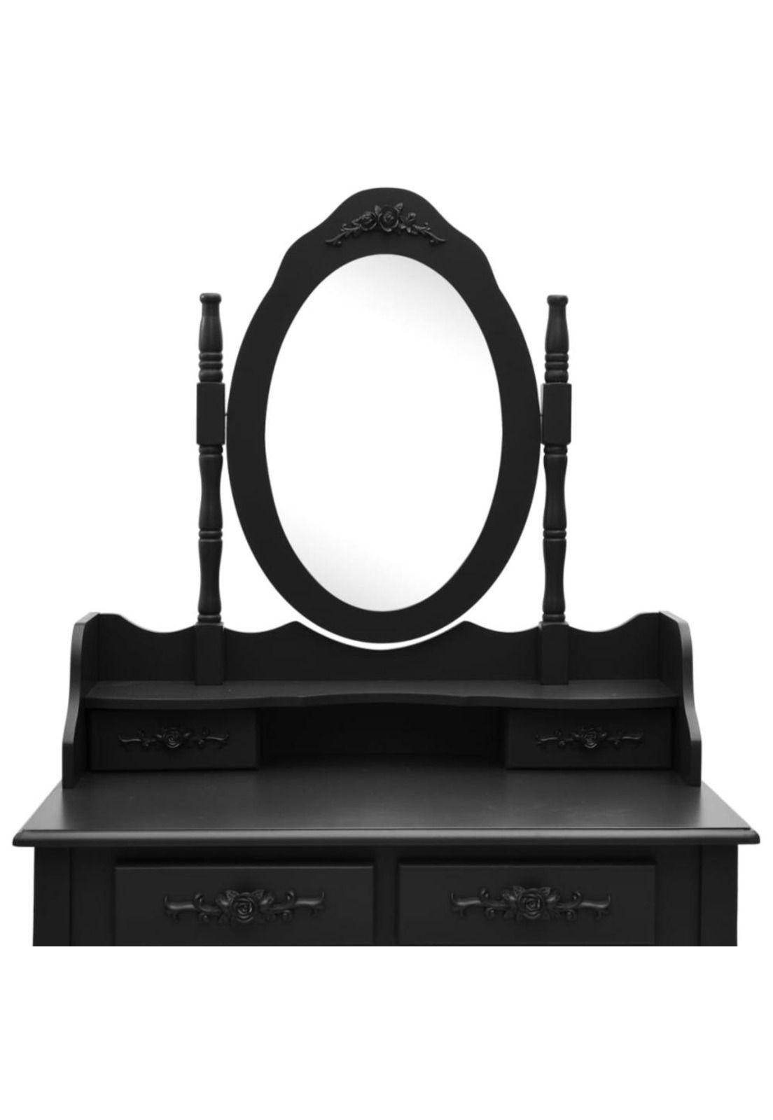 TOCADOR MAQUILLAJE MADERA NEGRO BANCA + ESPEJO VANESA-4