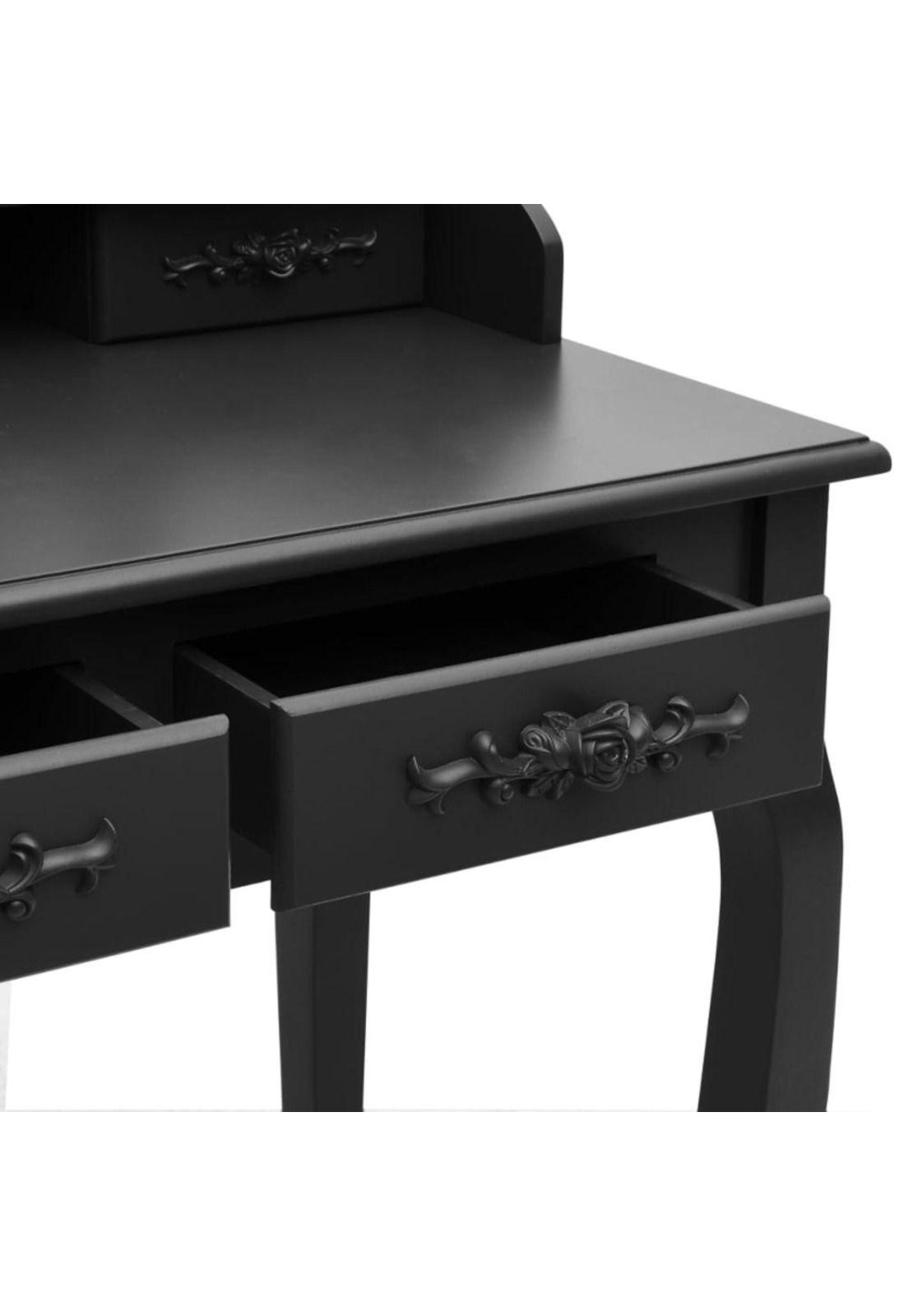 TOCADOR MAQUILLAJE MADERA NEGRO BANCA + ESPEJO VANESA-5