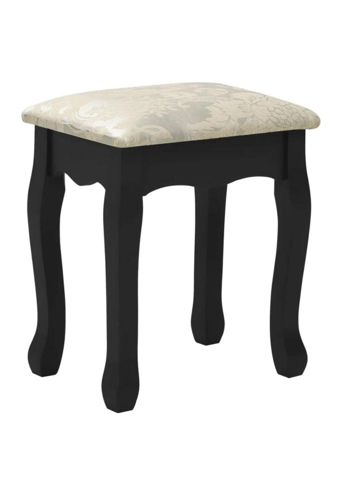 TOCADOR MAQUILLAJE MADERA NEGRO BANCA + ESPEJO VANESA-7