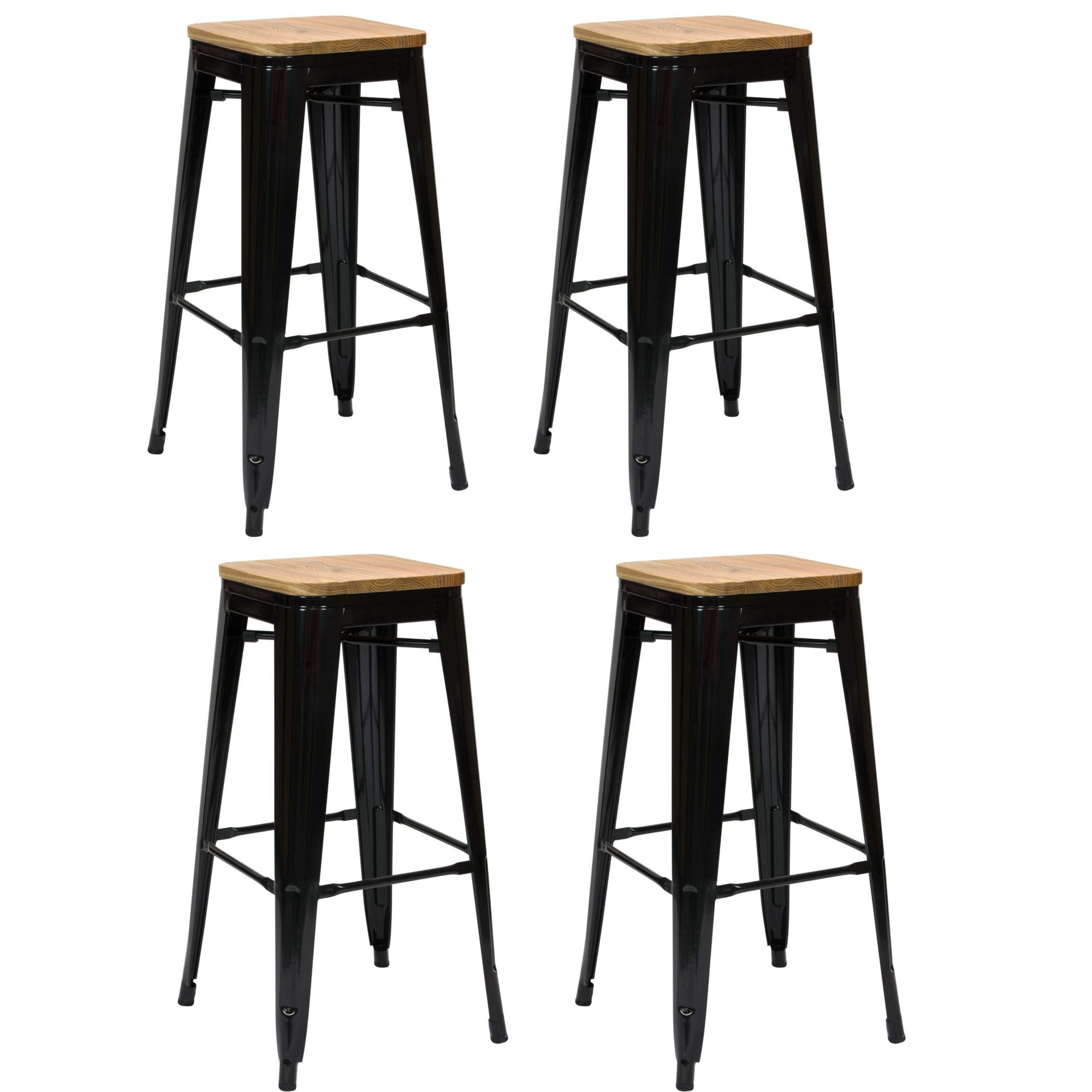 SET DE 4 PISOS DE BAR VERONA MADERA NEGRO-0