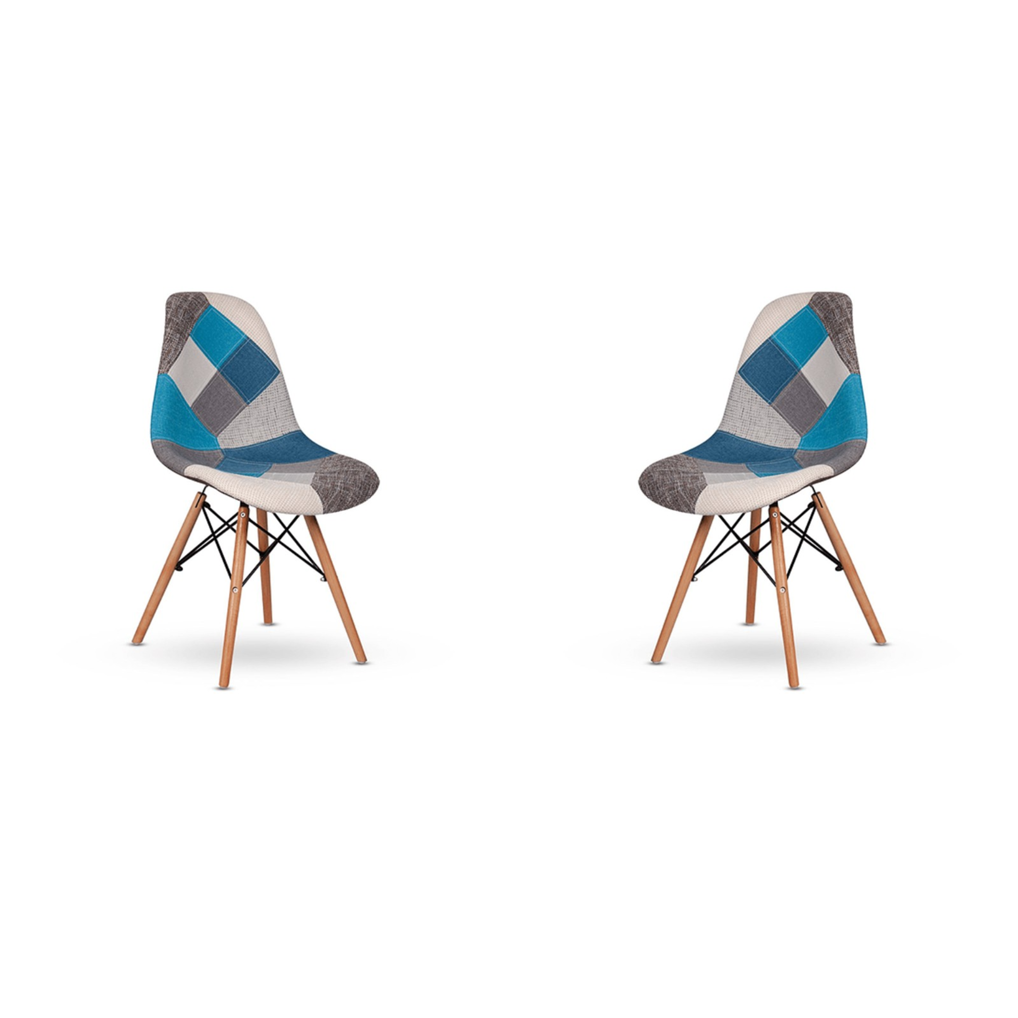 SET DE 4 SILLAS DE COMEDOR PATCHWORK CLASICA TURQUESA-6