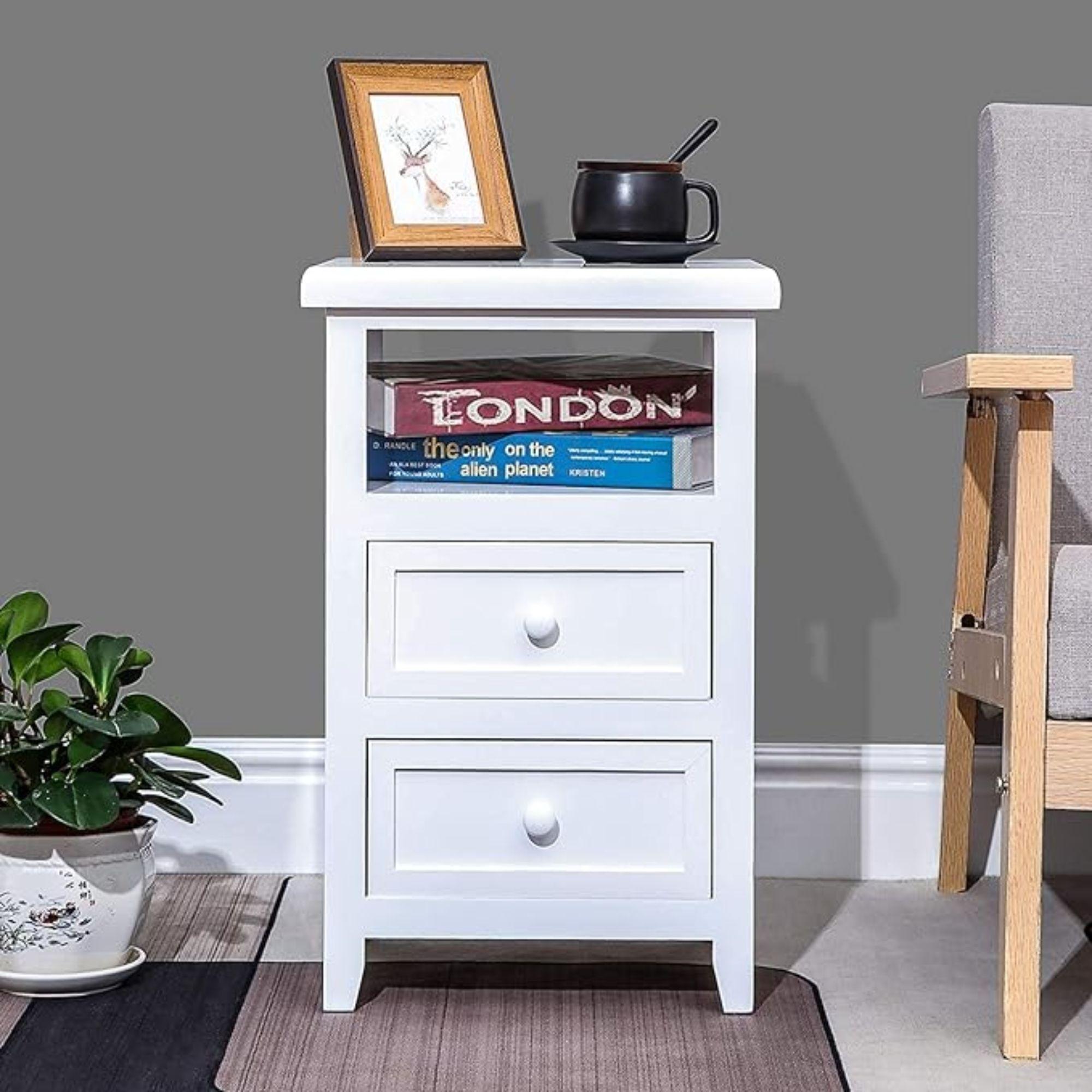 SET 2 VELADORES DORMITORIO TRANI 2 CAJONES BLANCO-2