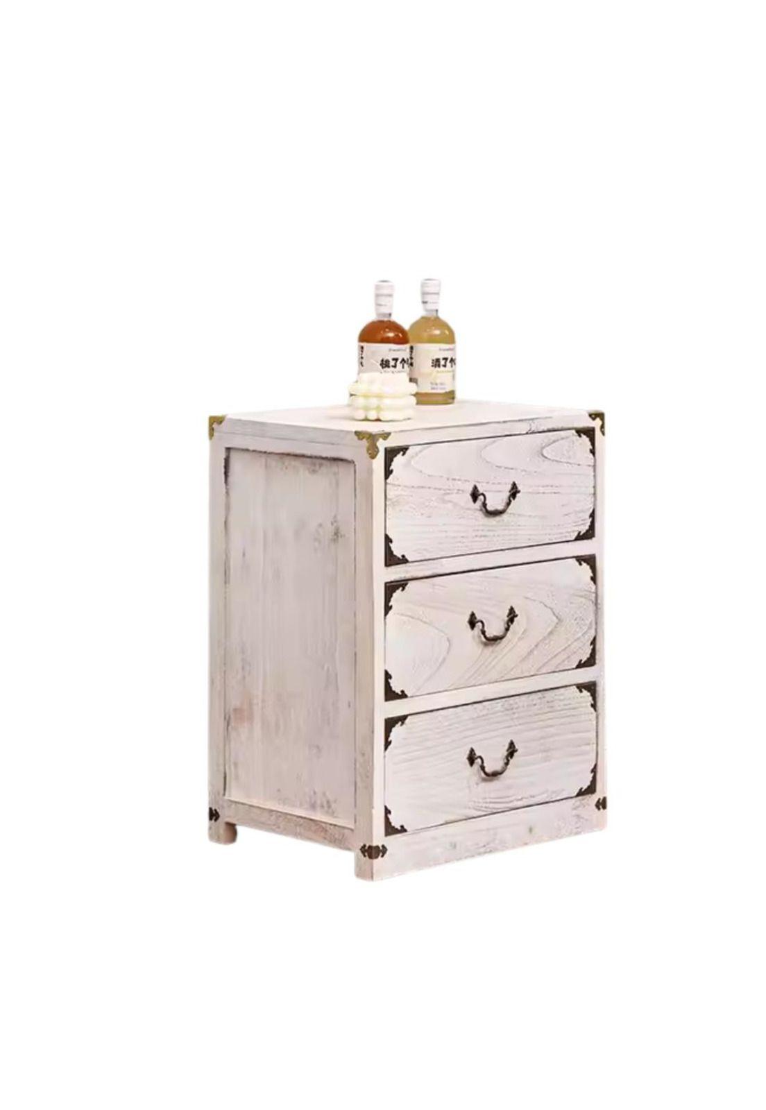 VELADOR DORMITORIO LUPE 3 CAJONES BLANCO RUSTICO-1