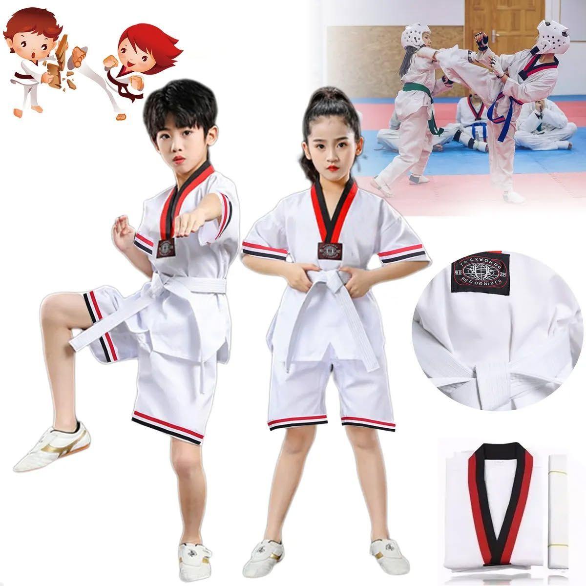 Set 3 unds traje dobok de taekwondo para niños resistente y cómodo talla 150-4