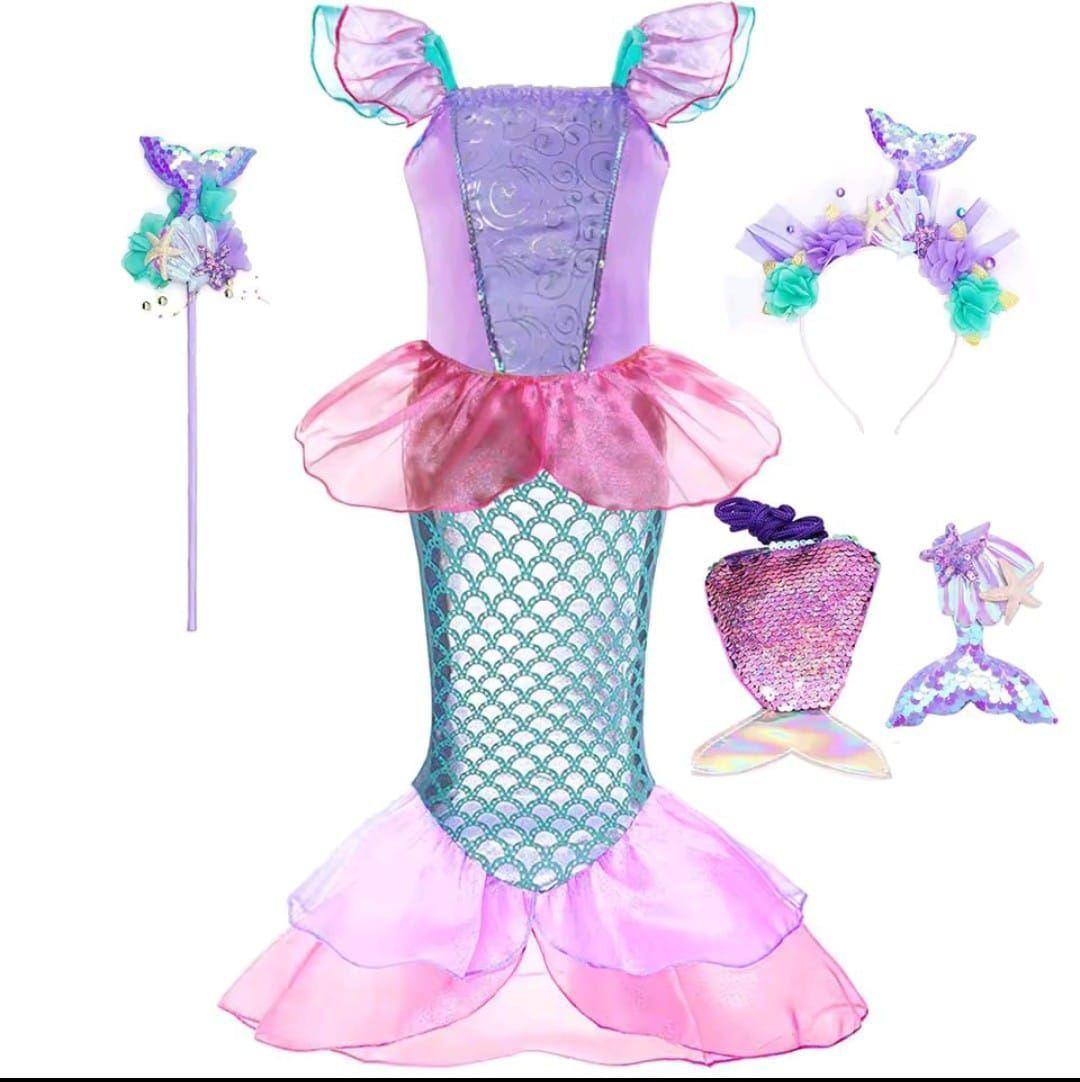 Set disfraz vestido y accesorios de sirena para niña 2 a 3 años-0